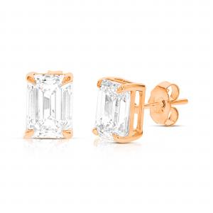 Серьги-гвоздики с выращенными в лаборатории изумрудами 1,50 карата из 14-каратного золота с пуговицами для женщин Vir Jewels, розовый