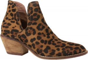 Beast Fashion Sunny-01 Женские ботильоны с острым носком на низком каблуке, западного стиля, короткие, с животным леопардовым принтом, с вырезом V по бокам, из кожи, блочный каблук, размер идет крупный