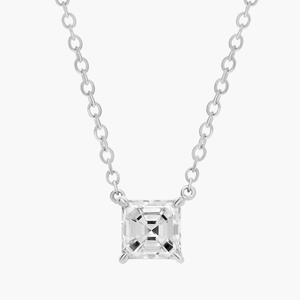 Подвеска с выращенным в лаборатории бриллиантом огранки «Ашер» из белого золота 14 карат (3/4 карата, двойной - FG / VS2-SI1) Blue Nile