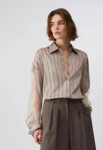 Полосатая блузка на пуговицах с декоративными деталями Liu Jo, P Brown