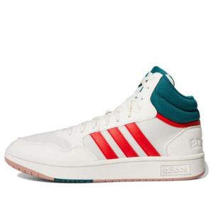 Кроссовки hoops 3.0 mid 'white vivid red' Adidas, белый