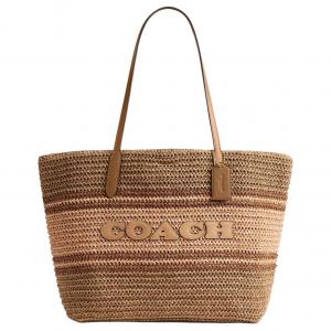 COACH Городская соломенная сумка с гладкой кожей