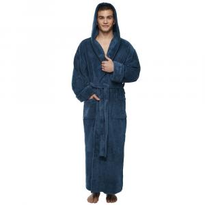 Мужской длинный хлопковый халат с капюшоном до щиколотки ARUS, цвет Caribbean Blue