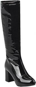Женские высокие ботинки до колена из лакированной кожи, длинные ботильоны, осенне-зимний стиль, для женщин большого размера Generic, Black