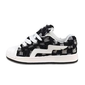 Износостойкие низкие кроссовки для скейтбординга, увеличивающие рост, унисекс ZUIBANG, Black White