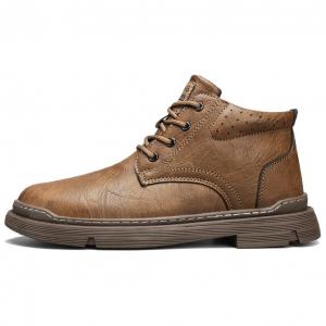 TOMAY Мужские ботинки Martin с коричневой подкладкой из флиса, цвет Brown Fleece-Lined