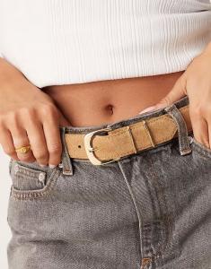 Классический замшевый ремень Mango в коричневом цвете