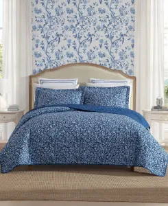 Комплект постельного белья Elaina Cotton из 3 предметов, размер King Laura Ashley, синий