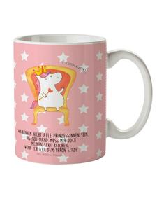 Детская кружка Король единорогов с надписью в пастельно-красных тонах Mr. & Mrs. Panda