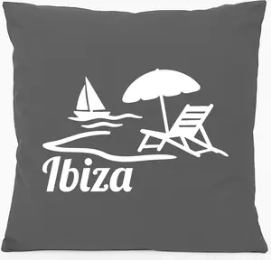 Подушка для дивана Huuraa Ibiza Spain Gift 40x40 см с наполнителем Steel Grey Cotton Souvenir Ibiza Hellweg Druckerei
