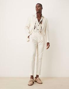 Узкие брюки-чинос из льняной смеси кремового цвета Asos Design
