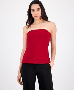 Женский бюстье-компрессионный топ с металлизированными бретелями Anne Klein, Titan Red