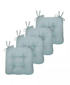 Country Living Плюшевые однотонные двусторонние подушки для стула в деревенском доме с прочными завязками - Лен - 4 предмета Kate Aurora, синий