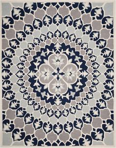Ковер SAFAVIEH, 244 x 305 см, - коллекция Bellagio - большой - Navy Blue & Ivory, ручной работы из шерсти, медальонный дизайн, идеально для гостиной, спальни, офиса, столовой (BLG610C)