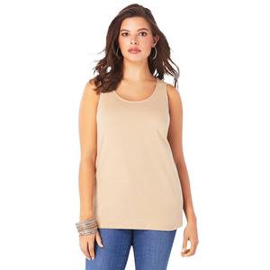 Женская майка больших размеров Roaman с круглым вырезом Roaman's, цвет New Khaki