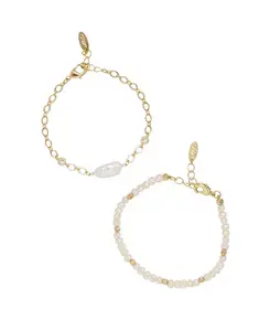 Набор браслетов с жемчугом Ettika, gold