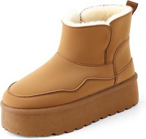 Женские зимние ботинки на платформе Samilor: водонепроницаемый верх из замши, толстая резиновая подошва, для зимних прогулок на улице, теплые, нескользящие, для взрослых женщин, Brown