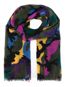 Шарф с камуфляжным принтом VALENTINO GARAVANI, зеленый
