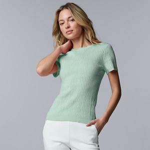 Женский свитер-футболка с круглым вырезом Simply Vera Vera Wang, Dreamy Sage
