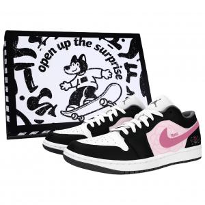 Jordan Кроссовки Air 1 Calm Romantic Abrasion Resistant низкие винтажные баскетбольные unisex черные розовые