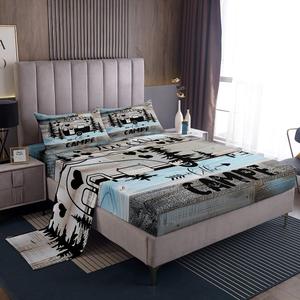 Erosebridal Комплект постельного белья Happy Camping в стиле кантри с принтом амбара, Multi 7