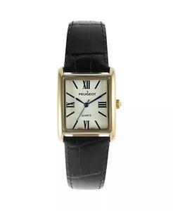 Женские часы-цистерна с римским циферблатом, черный кожаный ремешок Peugeot, черный