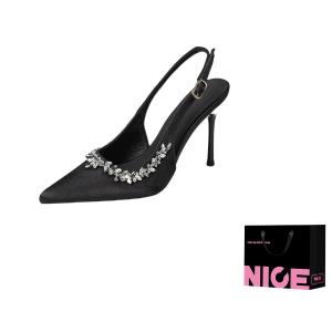 Luji Тонкие каблуки на шпильке женские черные - черные 7 см + сумка для покупок, цвет Black 7cm+Shopping Bag