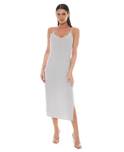 Женское металлизированное платье-макси миланского кроя Bebe, серебряный