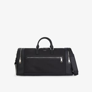 Холщовая дорожная сумка выходного дня с отделкой из зернистой кожи The Kooples, черный