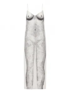 Платье-комбинация с графичным принтом Moschino, белый