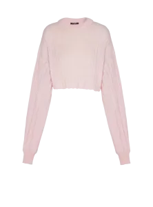 Укороченный джемпер из мохера Balmain, розовый