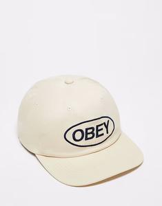 Овальная кепка с 6-панельным ремешком и логотипом, бежевого цвета Obey