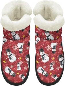 Зимние ботинки KEIAHUAN для женщин с меховой подкладкой, теплые ботинки без шнурков для холодной погоды, уличные ботильоны, Snowman