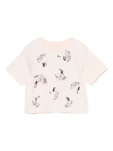Хлопковый топ с принтом зонтика BURBERRY KIDS, розовый