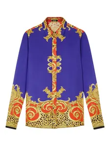 Рубашка с принтом в стиле барокко VERSACE, фиолетовый