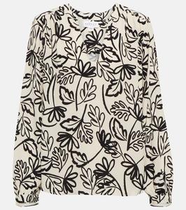 Блузка из крепа с принтом Velvet, кремовый