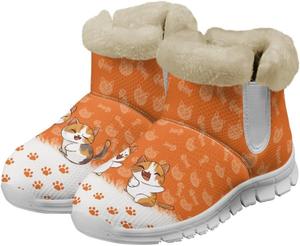 Женские зимние ботинки JoyLamoria с принтом Санта-Клауса, теплые пушистые мини-ботинки на Рождество, ботильоны для улицы, кроссовки с подошвой из ЭВА, легкие, Cartoon Cat