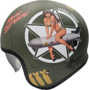 Шлем V8 Retro Open Face Helmet DOT & ECE Safety, зеленый