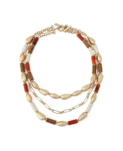 Многослойное ожерелье из смешанных камней и литого бисера Robert Lee Morris Soho, gold
