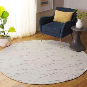 Ковер SAFAVIEH, 183 x 183 см, Chatham Collection, Ivory, геометрический рисунок, идеален для помещений с высокой проходимостью в гостиной, спальне и столовой (CHT303A-6R)