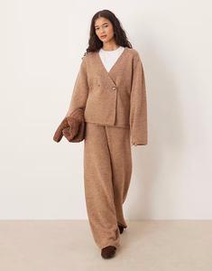 Широкие трикотажные брюки Yas, коричневый