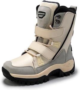 Женские зимние ботинки с флисовой подкладкой, водонепроницаемые повседневные ботинки до середины голени с толстой подошвой для холодной погоды, противоскользящие и теплая зимняя обувь Qacksv, Beige