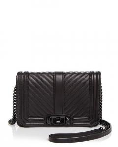 Маленькая кожаная сумка через плечо Love Chevron Quilt Rebecca Minkoff, цвет Black