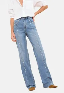 Укороченный крой, широкие штанины Lipsy, Studded Mid Wash Blue