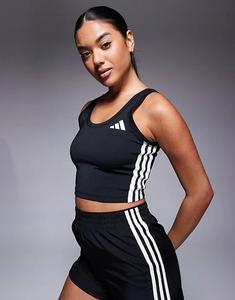 Укороченная майка adidas Training с тремя полосками черного цвета Adidas Performance