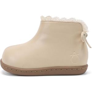 Детские кожаные ботинки дошкольные QINUOSHU, бежевый(winter fleece-lined)