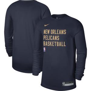 Темно-синяя футболка унисекс New Orleans Pelicans 2023/24 Legend для тренировок на корте с длинными рукавами Nike