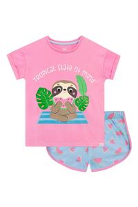 Розовая короткая пижама с мотивом ленивца Harry Bear, розовый