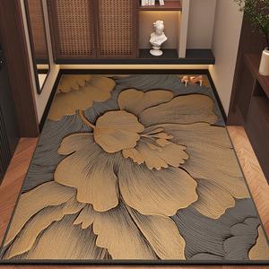 Budis Ковер 100х160 см для прихожей/гостиной с пионом, не скользит, износостойкий, легко чистить