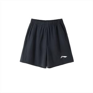 Шорты Li-Ning летние в минималистичном стиле, четырехсторонний стрейч, унисекс, черные, с высокой посадкой, до колена